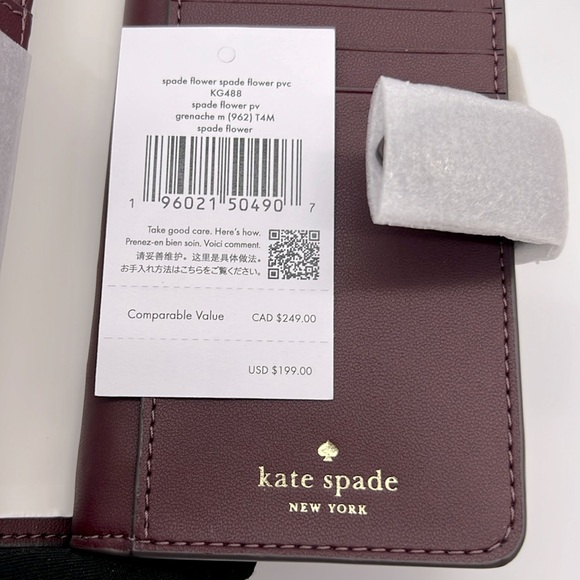 Kate Spade Signature Spade Flower Medium Compact Bifold Wallet Grenache - Picture 11 of 16
